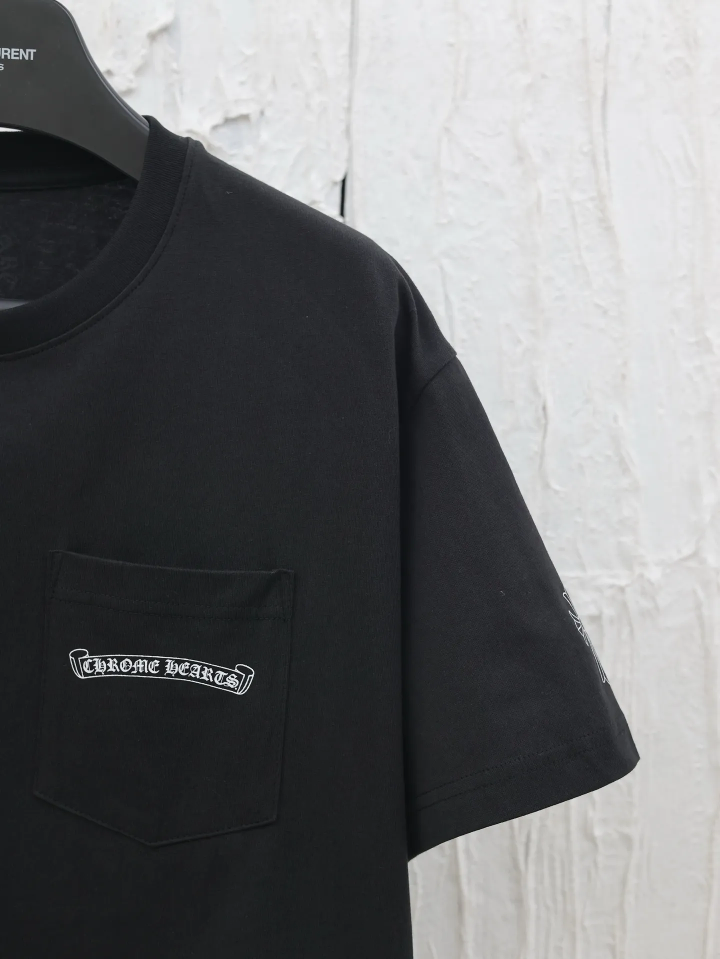 🅿️280 Chrome Hearts*/Chrome Hearts 25 new shadow cross short-sleeved T-shirt. The fabric is made of 26-woven 200g cotton, and the printing is hand-printed with glue. Size: S/M/L